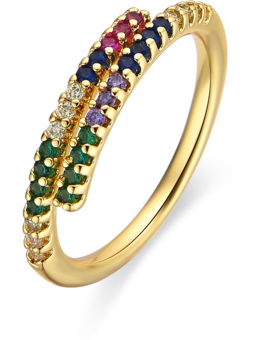 Bague Luxenter avec zircon multicolore finition or 18k - Tazel Taille réglable - Kiabi