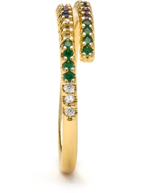 Bague Luxenter avec zircon multicolore finition or 18k - Tazel Taille réglable - Kiabi