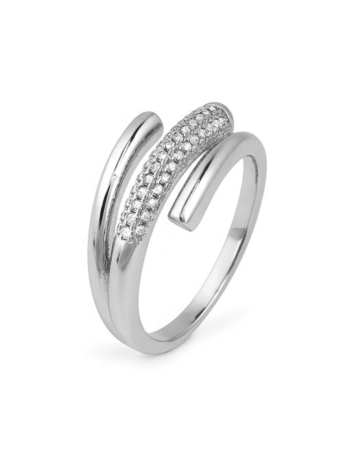 Bague Luxenter avec zircone brillante et finition rhodium - Jedrac Taille réglable - Kiabi