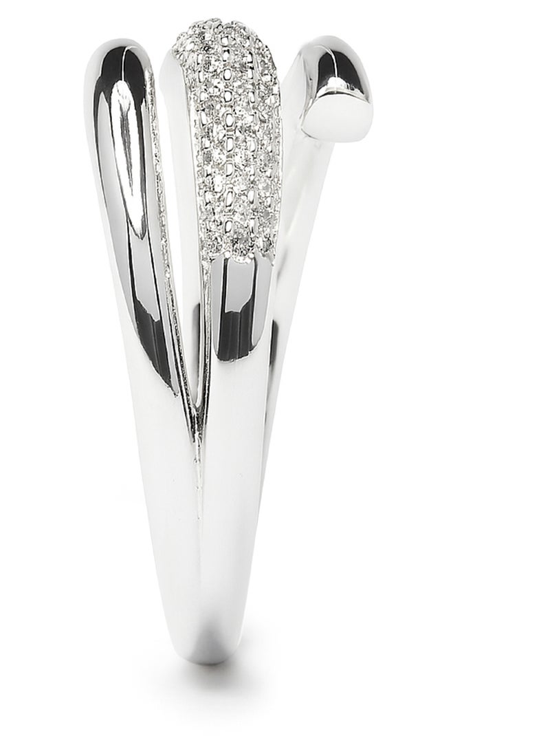 Bague Luxenter avec zircone brillante et finition rhodium - Jedrac Taille réglable Blanc - Kiabi