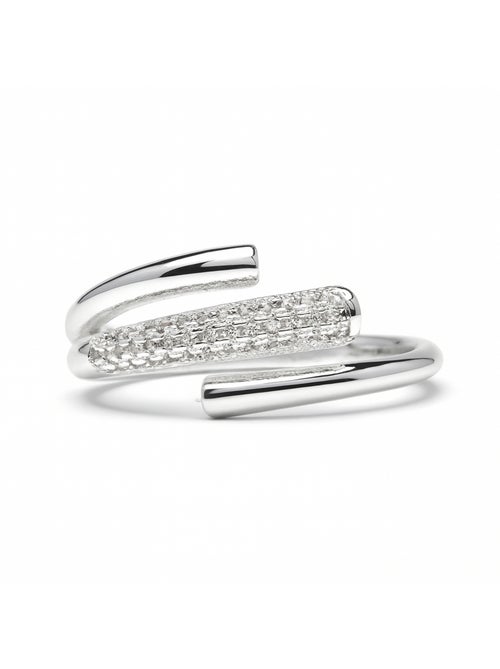 Bague Luxenter avec zircone brillante et finition rhodium - Jedrac Taille réglable - Kiabi