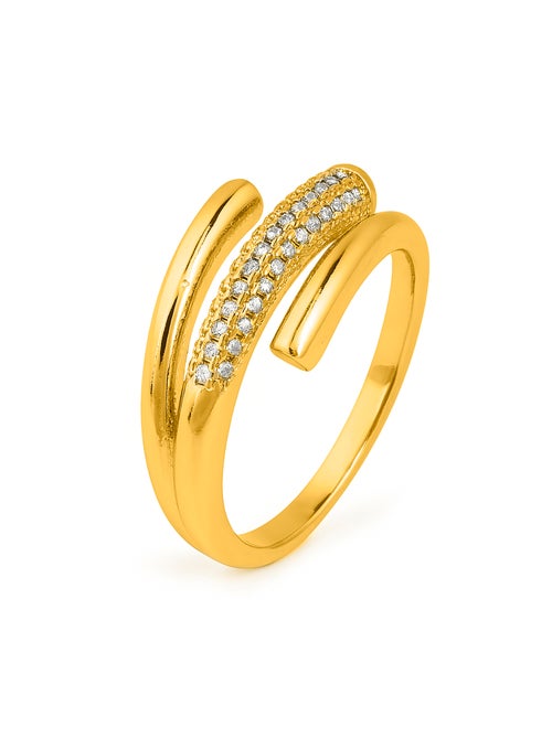 Bague Luxenter avec zircone brillante et plaqué or 18k - Jedrac Taille réglable - Kiabi