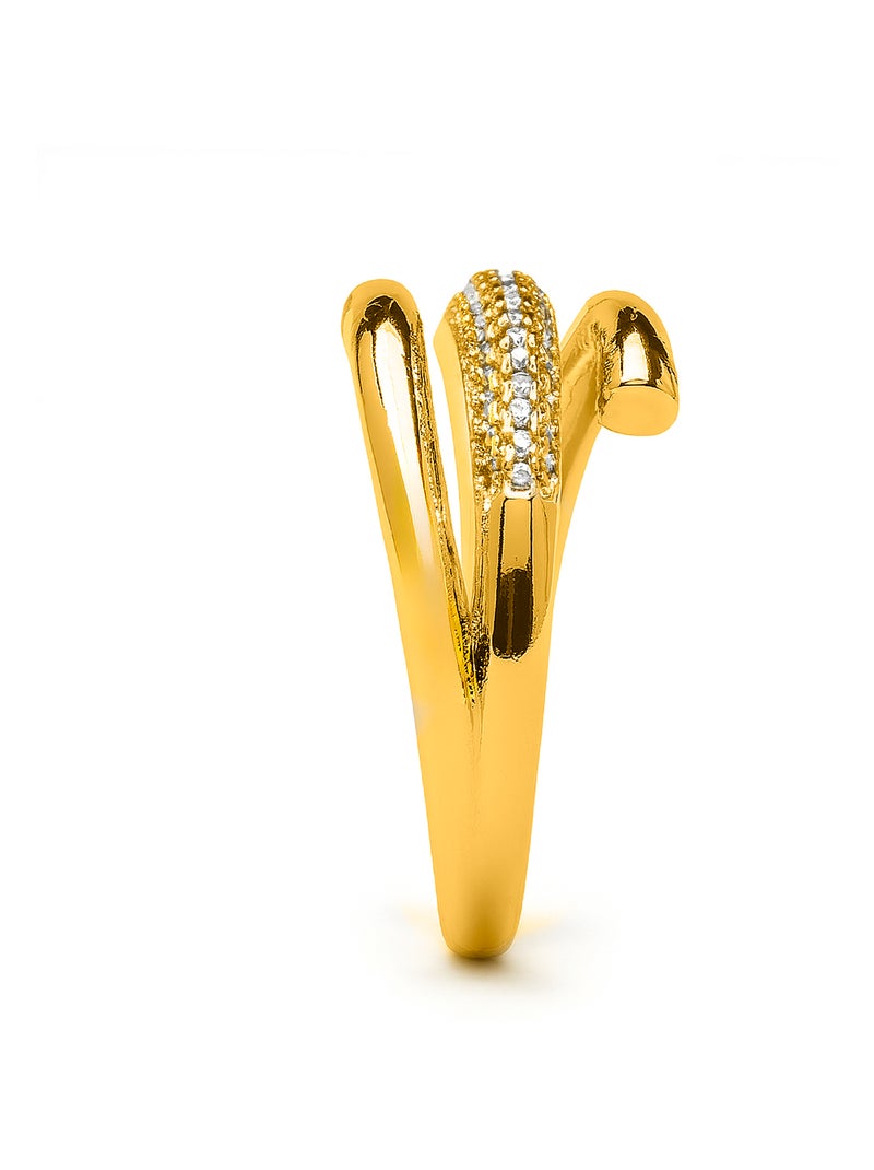 Bague Luxenter avec zircone brillante et plaqué or 18k - Jedrac Taille réglable Blanc - Kiabi