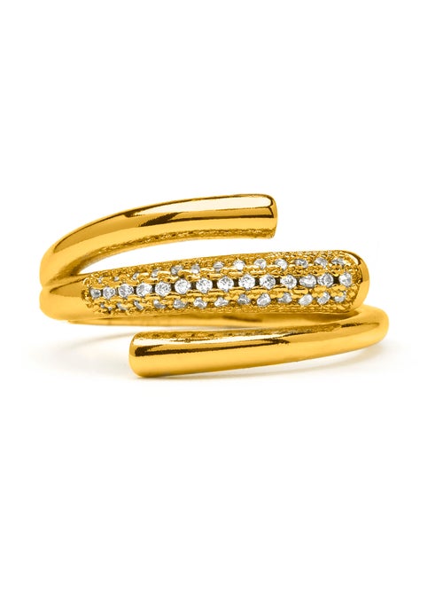 Bague Luxenter avec zircone brillante et plaqué or 18k - Jedrac Taille réglable - Kiabi