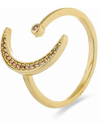 Bague Luxenter avec zircone brillante, finition en or jaune 18 carats - Sib