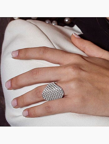 Bague Luxenter avec zircone brillante, finition rhodium - Idoi