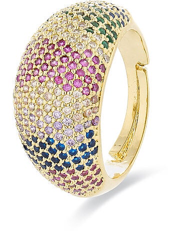 Bague Luxenter avec zircone multicolore finition or jaune 18 carats - Ikahi