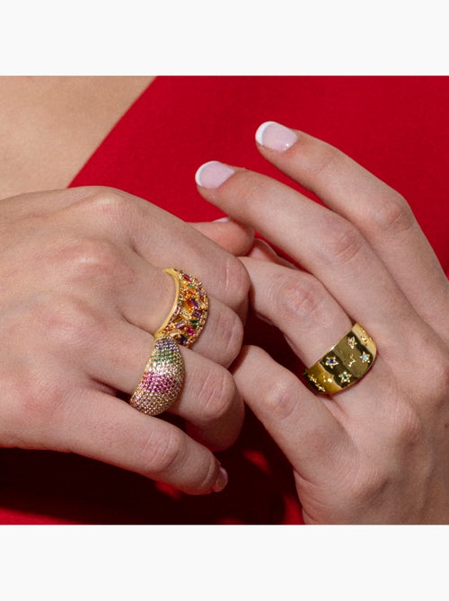 Bague Luxenter avec zircone multicolore finition or jaune 18 carats - Ikahi - Kiabi Bague Luxenter avec zircone multicolore finition or jaune 18 carats - Ikahi - Kiabi