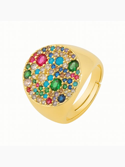 Bague Luxenter avec zircone multicolore, finition or jaune 18 carats - Lidat - Kiabi Bague Luxenter avec zircone multicolore, finition or jaune 18 carats - Lidat - Kiabi