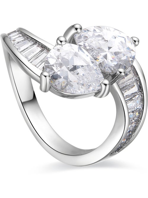 Bague Luxenter avec zirconium brillant finition argentée - Darbia Taille réglable - Kiabi