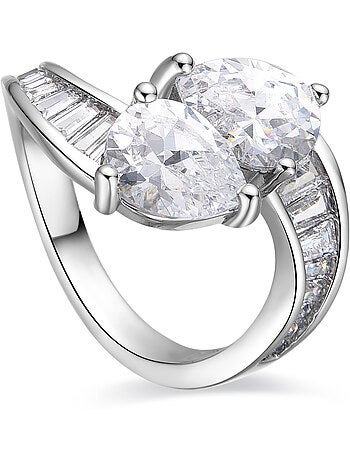 Bague Luxenter avec zirconium brillant finition argentée - Darbia Taille réglable