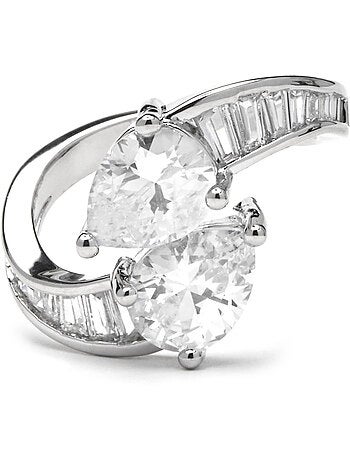 Bague Luxenter avec zirconium brillant finition argentée - Darbia Taille réglable