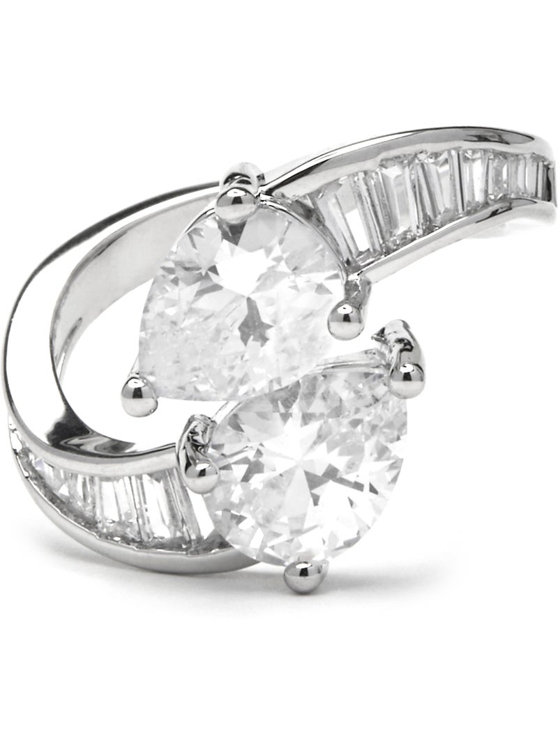 Bague Luxenter avec zirconium brillant finition argentée - Darbia Taille réglable Blanc - Kiabi