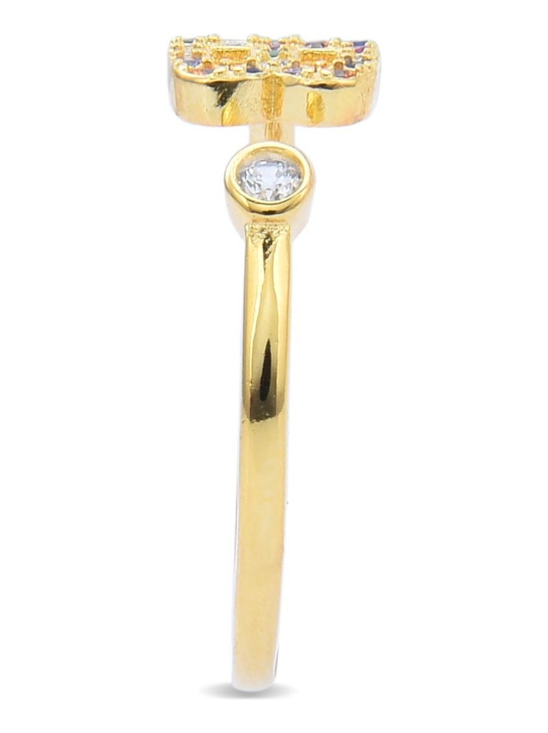 Bague Luxenter B en argent 925 et zircon multicolore en or jaune 18 carats Multicolore - Kiabi