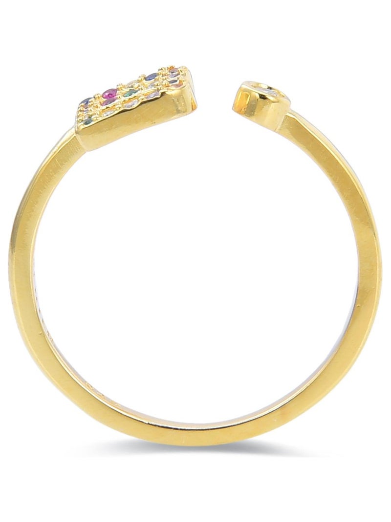 Bague Luxenter B en argent 925 et zircon multicolore en or jaune 18 carats Multicolore - Kiabi