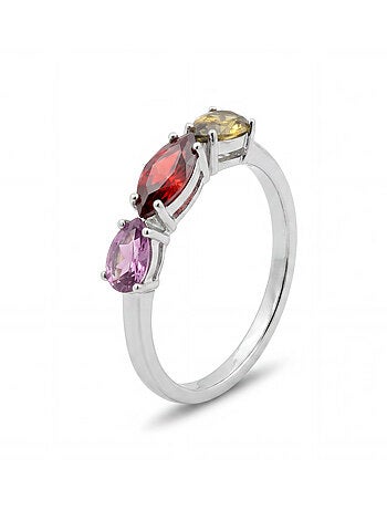 Bague Luxenter en alliage métallique et zircone multicolore avec finition rhodiée - Prazma