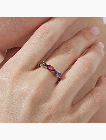 Bague Luxenter en alliage métallique et zircone multicolore avec finition rhodiée - Prazma