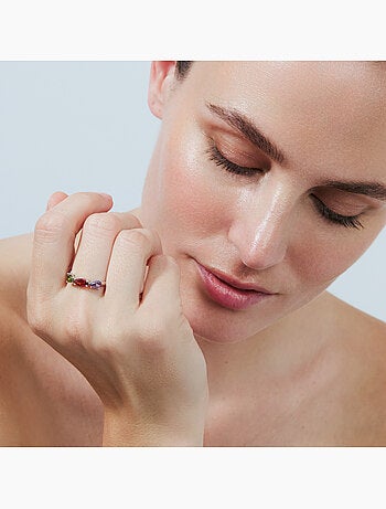 Bague Luxenter en alliage métallique et zircone multicolore avec finition rhodiée - Prazma