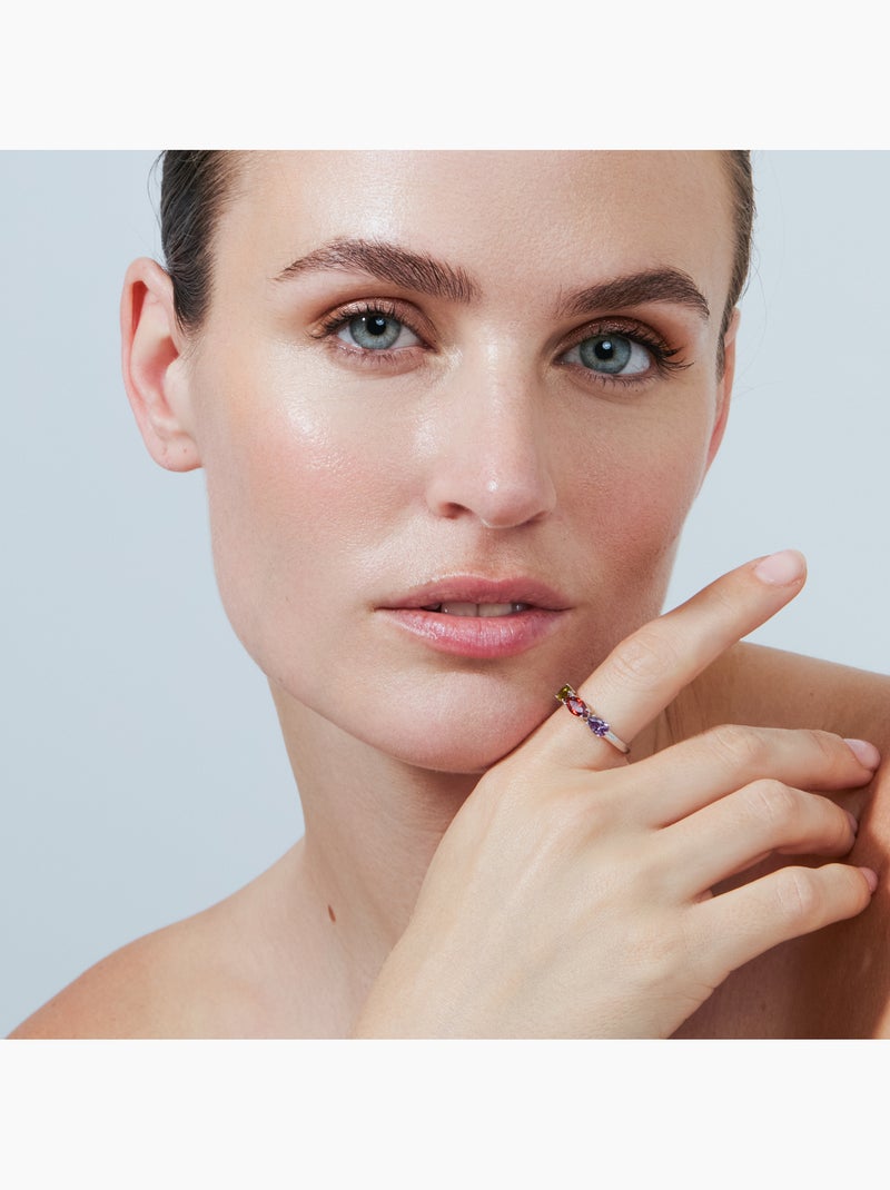Bague Luxenter en alliage métallique et zircone multicolore avec finition rhodiée - Prazma Multicolore - Kiabi