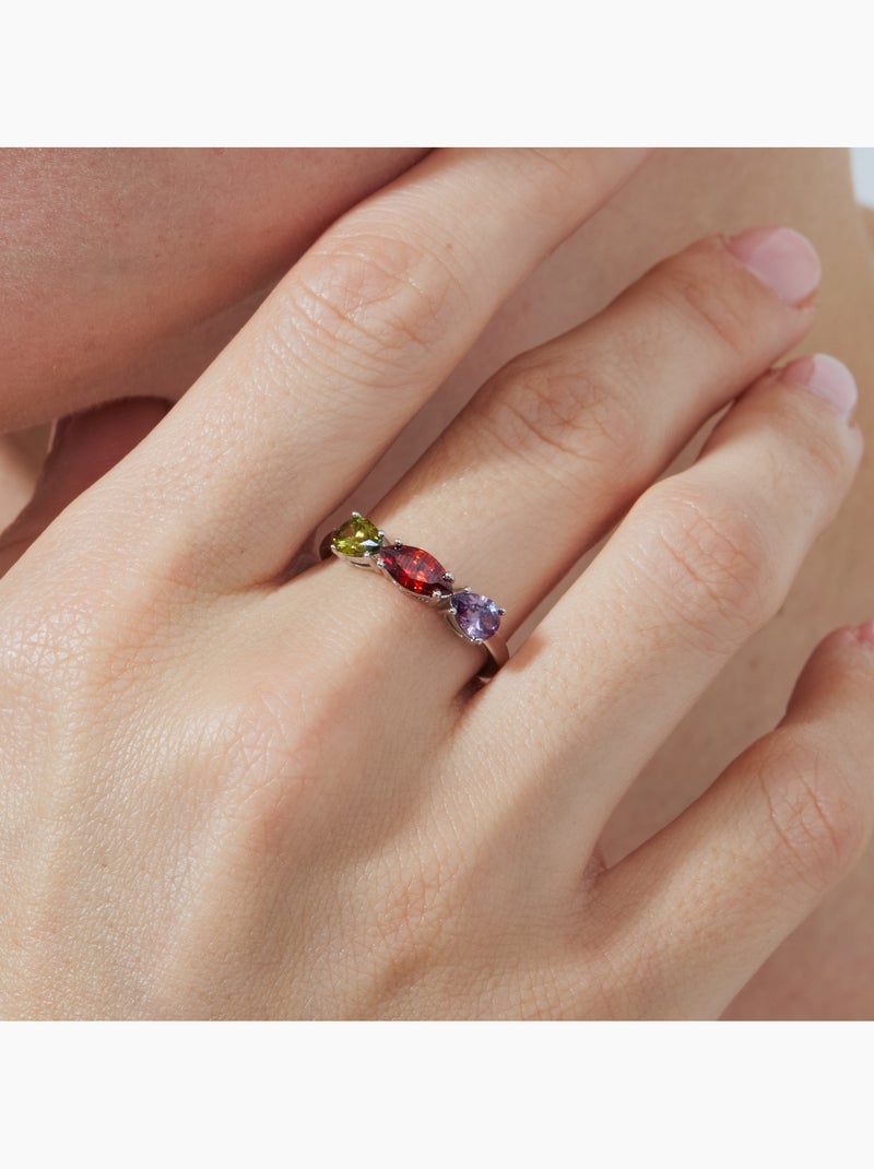 Bague Luxenter en alliage métallique et zircone multicolore avec finition rhodiée - Prazma Multicolore - Kiabi