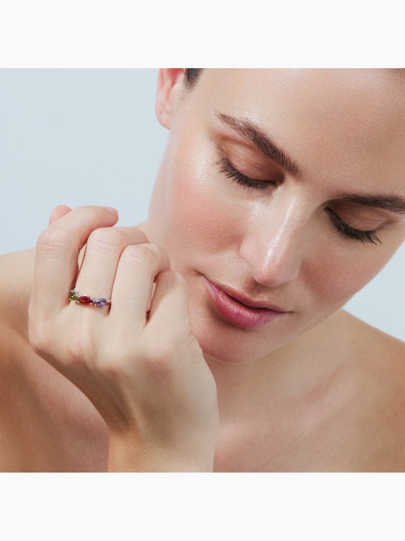 Bague Luxenter en alliage métallique et zircone multicolore avec finition rhodiée - Prazma Multicolore - Kiabi