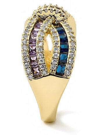 Bague Luxenter en alliage métallique et zircone multicolore finie en or jaune 18 carats - Alnis
