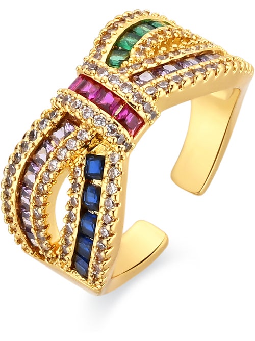 Bague Luxenter en alliage métallique et zircone multicolore finie en or jaune 18 carats - Alnis - Kiabi Bague Luxenter en alliage métallique et zircone multicolore finie en or jaune 18 carats - Alnis - Kiabi
