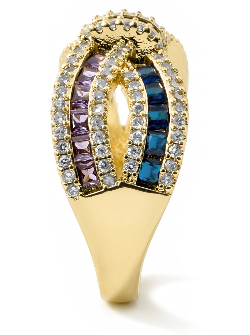 Bague Luxenter en alliage métallique et zircone multicolore finie en or jaune 18 carats - Alnis Multicolore - Kiabi