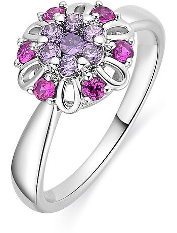 Bague Luxenter en alliage métallique et zircone multicolore, finition rhodiée - Goryah