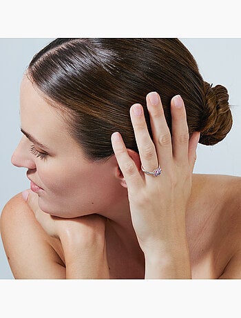 Bague Luxenter en alliage métallique et zircone multicolore, finition rhodiée - Goryah