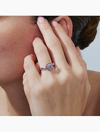 Bague Luxenter en alliage métallique et zircone multicolore, finition rhodiée - Goryah