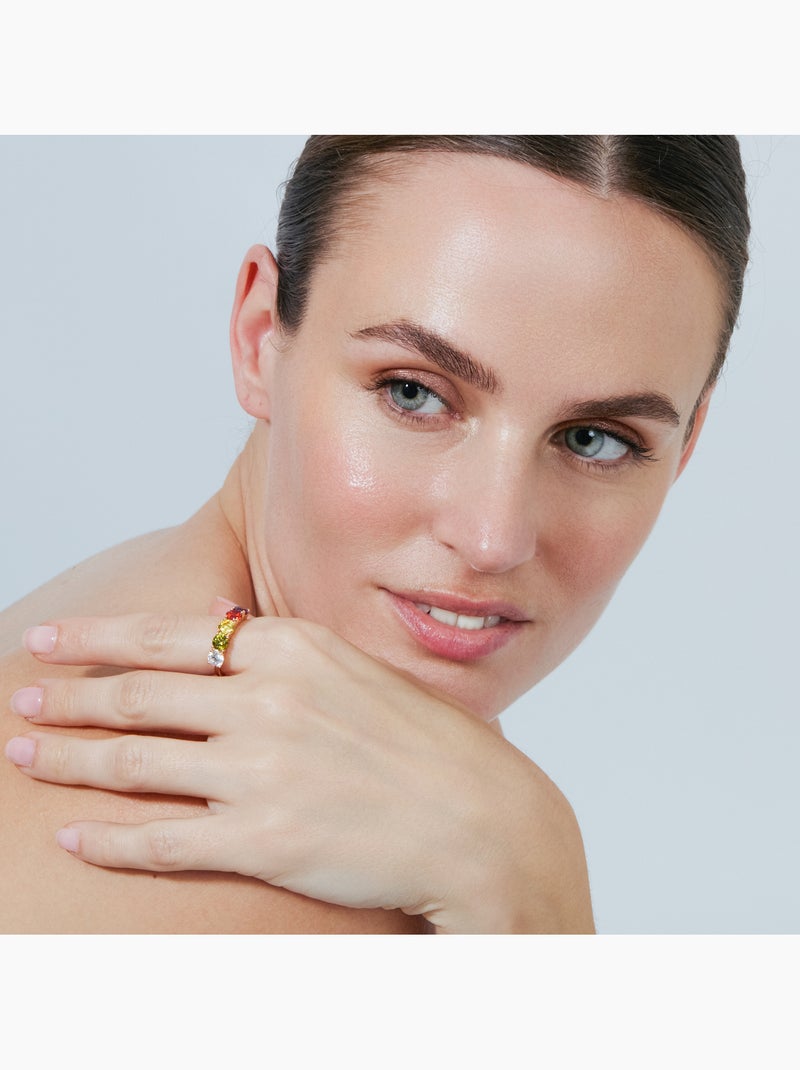 Bague Luxenter en alliage métallique et zircone multicolore, finition rhodiée - Mund Multicolore - Kiabi