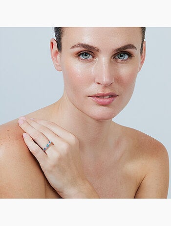 Bague Luxenter en alliage métallique et zircone multicolore, finition rhodiée - Zebe