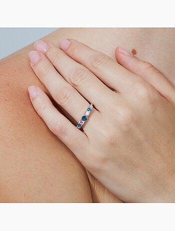 Bague Luxenter en alliage métallique et zircone multicolore, finition rhodiée - Zebe