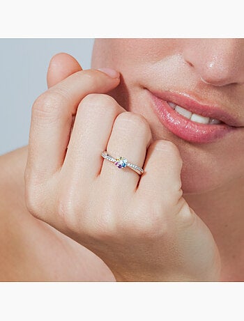 Bague Luxenter en alliage métallique et zircone multicolore, finition rhodiée - Zetrana