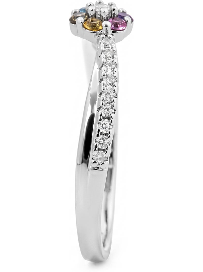 Bague Luxenter en alliage métallique et zircone multicolore, finition rhodiée - Zetrana Multicolore - Kiabi