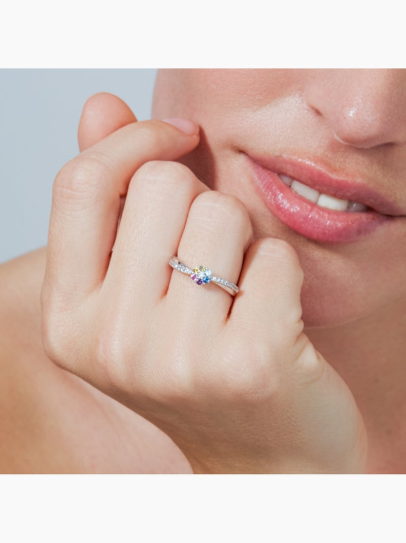 Bague Luxenter en alliage métallique et zircone multicolore, finition rhodiée - Zetrana Multicolore - Kiabi