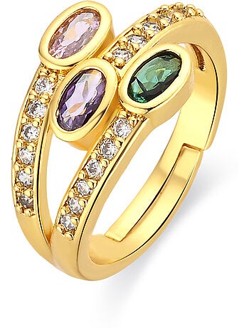 Bague Luxenter en alliage métallique et zirconie multicolore, fini en or jaune 18 carats - Folant