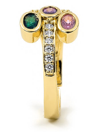 Bague Luxenter en alliage métallique et zirconie multicolore, fini en or jaune 18 carats - Folant