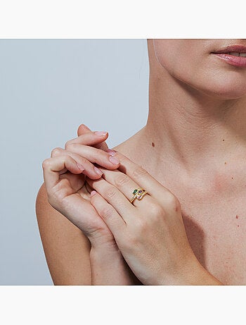 Bague Luxenter en alliage métallique et zirconie multicolore, fini en or jaune 18 carats - Folant