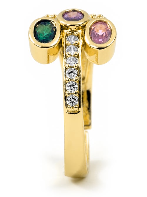 Bague Luxenter en alliage métallique et zirconie multicolore, fini en or jaune 18 carats - Folant - Kiabi