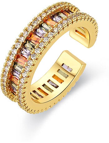 Bague Luxenter en alliage métallique et zirconie multicolore finie en or jaune 18 carats - Baldlal