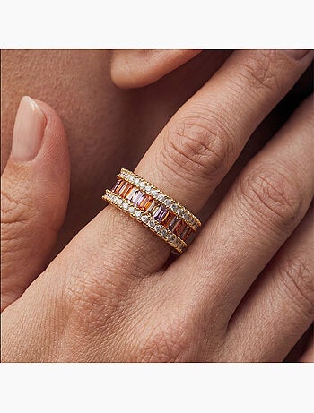 Bague Luxenter en alliage métallique et zirconie multicolore finie en or jaune 18 carats - Baldlal