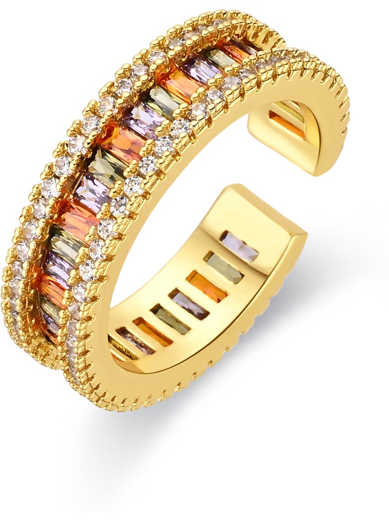 Bague Luxenter en alliage métallique et zirconie multicolore finie en or jaune 18 carats - Baldlal Multicolore - Kiabi