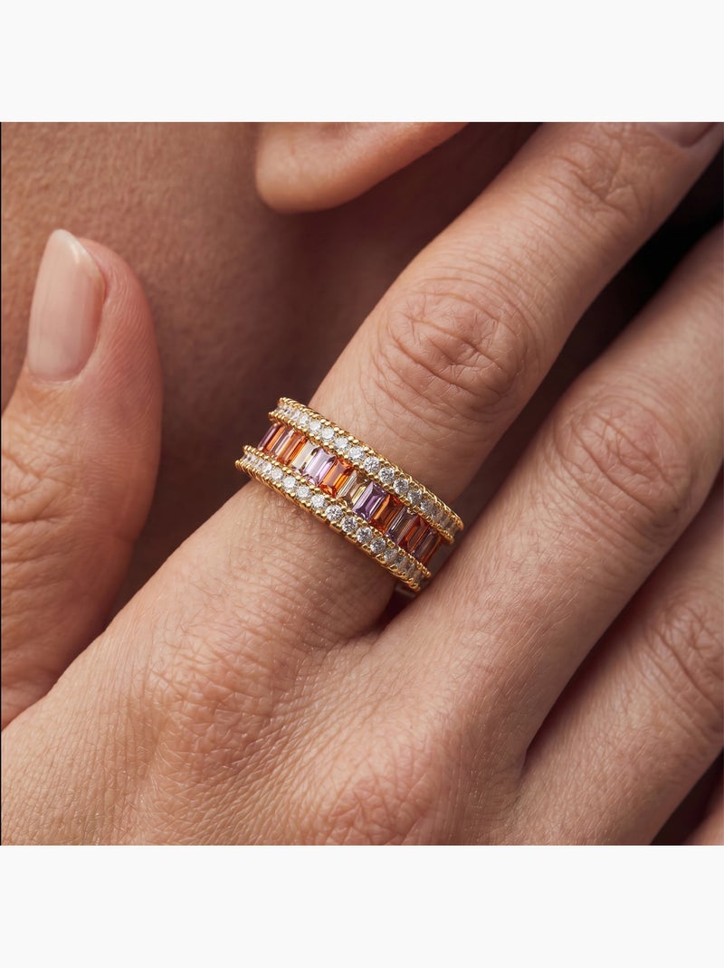 Bague Luxenter en alliage métallique et zirconie multicolore finie en or jaune 18 carats - Baldlal Multicolore - Kiabi