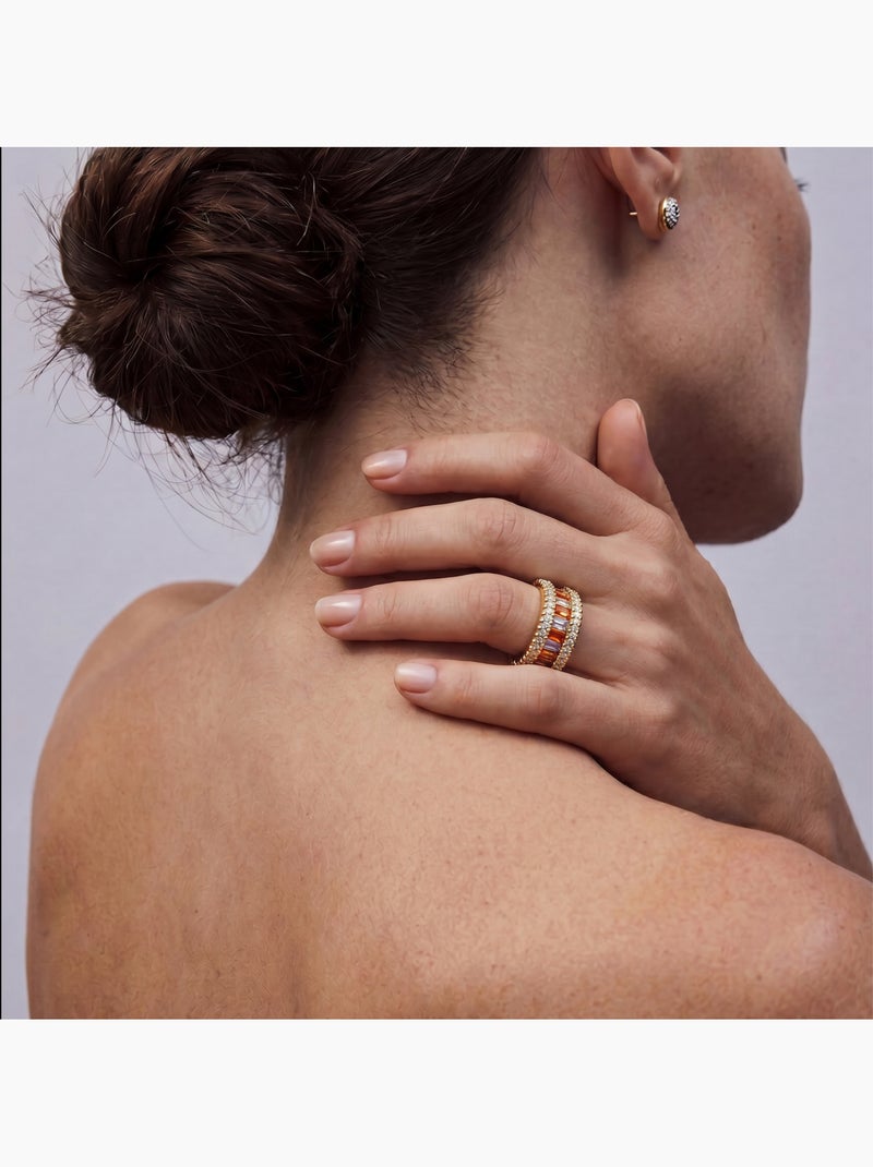 Bague Luxenter en alliage métallique et zirconie multicolore finie en or jaune 18 carats - Baldlal Multicolore - Kiabi