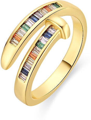 Bague Luxenter en alliage métallique et zirconie multicolore finie en or jaune 18 carats - Hagor