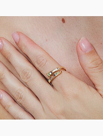 Bague Luxenter en alliage métallique et zirconie multicolore finie en or jaune 18 carats - Hagor