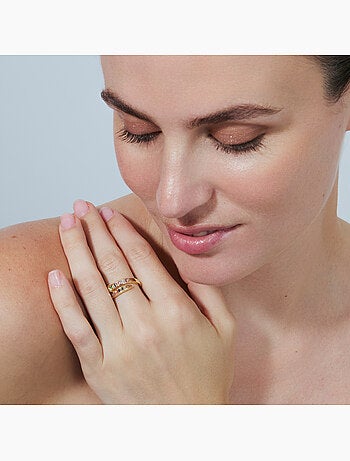 Bague Luxenter en alliage métallique et zirconie multicolore finie en or jaune 18 carats - Hagor