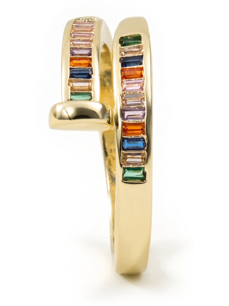 Bague Luxenter en alliage métallique et zirconie multicolore finie en or jaune 18 carats - Hagor Multicolore - Kiabi